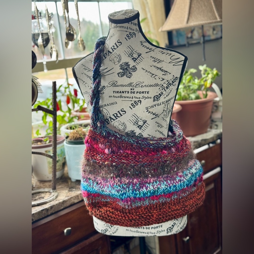 Hand Crafted Colorful Knit Shoulder Bag